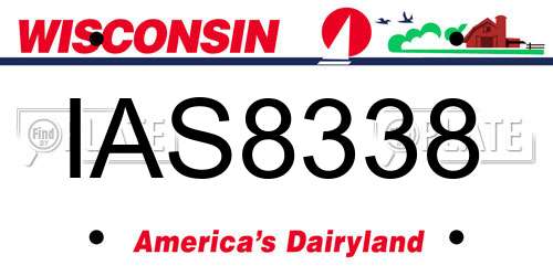 IAS8338 Wisconsin License Plate