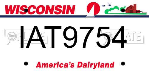 IAT9754 Wisconsin License Plate