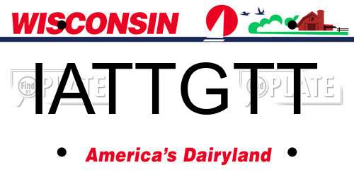 IATTGTT Wisconsin License Plate