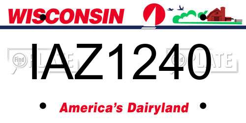 IAZ1240 Wisconsin License Plate