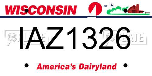 IAZ1326 Wisconsin License Plate