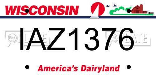 IAZ1376 Wisconsin License Plate