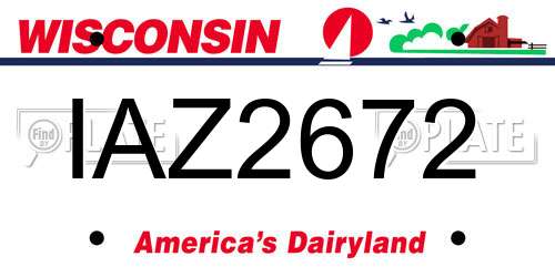 IAZ2672 Wisconsin License Plate