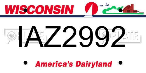 IAZ2992 Wisconsin License Plate