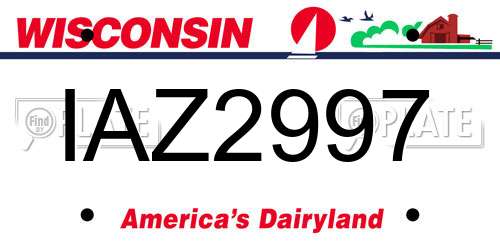 IAZ2997 Wisconsin License Plate