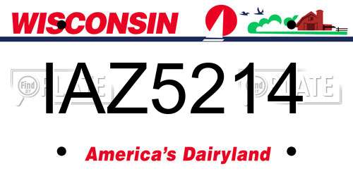IAZ5214 Wisconsin License Plate