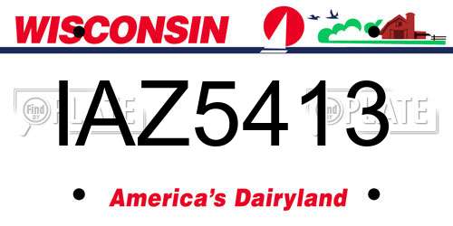IAZ5413 Wisconsin License Plate
