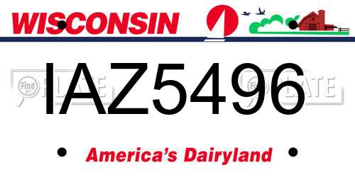 IAZ5496 Wisconsin License Plate