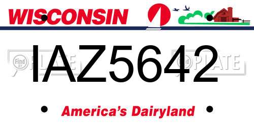 IAZ5642 Wisconsin License Plate