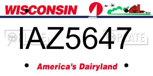 IAZ5647 Wisconsin License Plate