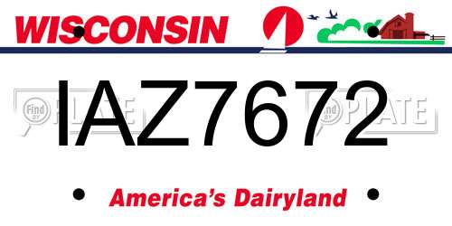 IAZ7672 Wisconsin License Plate