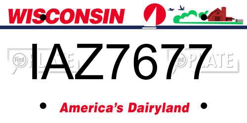 IAZ7677 Wisconsin License Plate