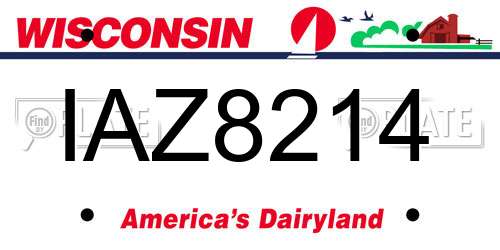 IAZ8214 Wisconsin License Plate