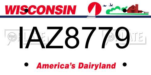 IAZ8779 Wisconsin License Plate
