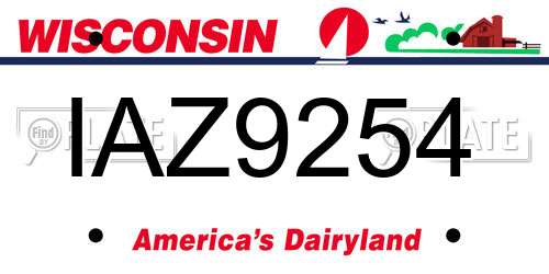 IAZ9254 Wisconsin License Plate