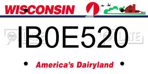 IB0E520 Wisconsin License Plate