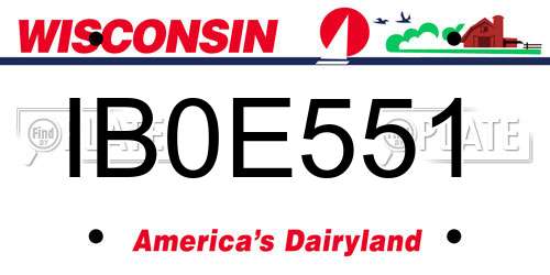 IB0E551 Wisconsin License Plate