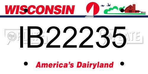 IB22235 Wisconsin License Plate