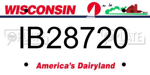 IB28720 Wisconsin License Plate