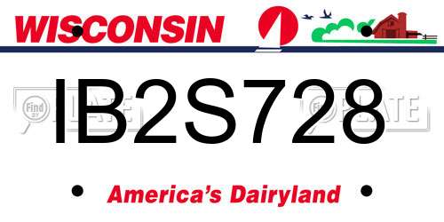 IB2S728 Wisconsin License Plate