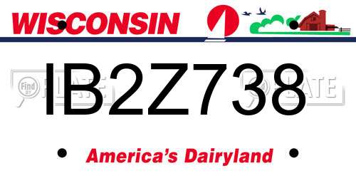 IB2Z738 Wisconsin License Plate