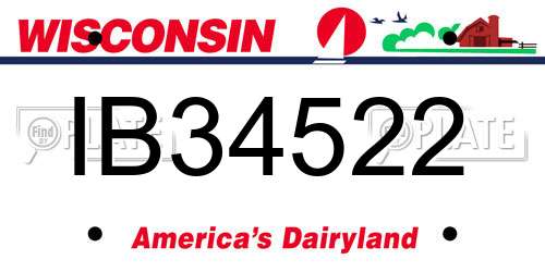 IB34522 Wisconsin License Plate