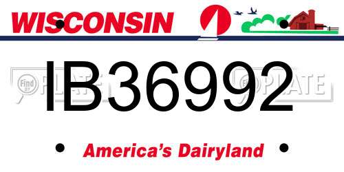 IB36992 Wisconsin License Plate