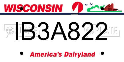 IB3A822 Wisconsin License Plate