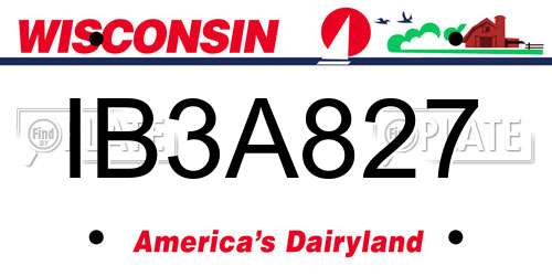 IB3A827 Wisconsin License Plate
