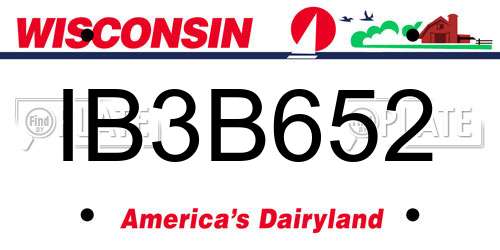 IB3B652 Wisconsin License Plate