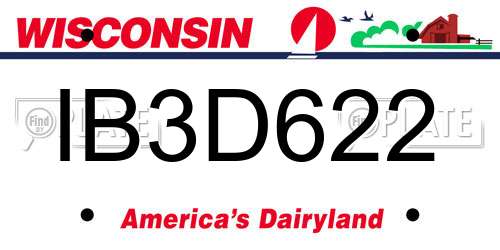 IB3D622 Wisconsin License Plate