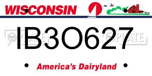IB3O627 Wisconsin License Plate