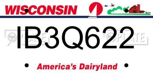 IB3Q622 Wisconsin License Plate