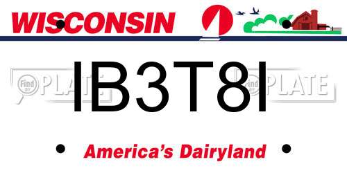IB3T8I Wisconsin License Plate