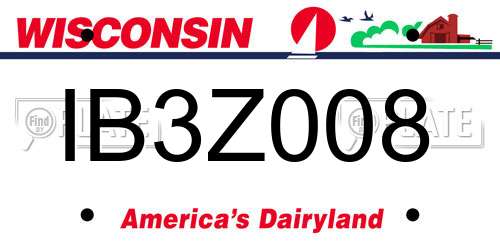 IB3Z008 Wisconsin License Plate