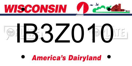 IB3Z010 Wisconsin License Plate