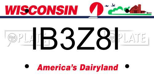IB3Z8I Wisconsin License Plate