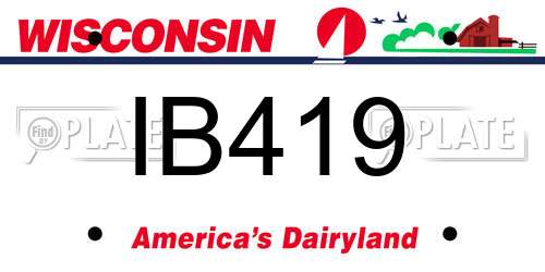 IB419 Wisconsin License Plate