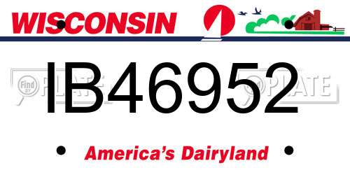 IB46952 Wisconsin License Plate