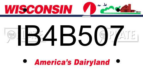IB4B507 Wisconsin License Plate