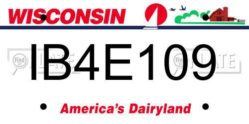 IB4E109 Wisconsin License Plate