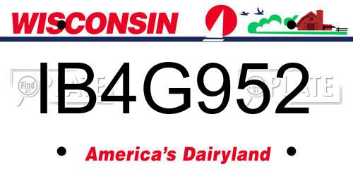 IB4G952 Wisconsin License Plate