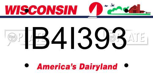 IB4I393 Wisconsin License Plate