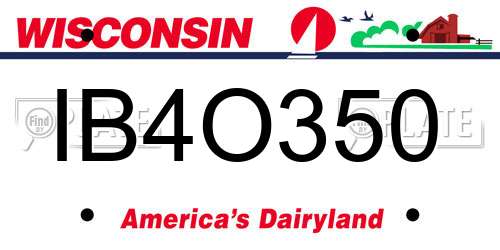 IB4O350 Wisconsin License Plate