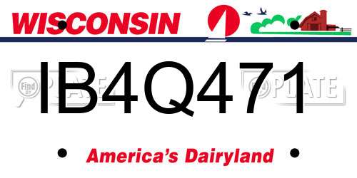 IB4Q471 Wisconsin License Plate
