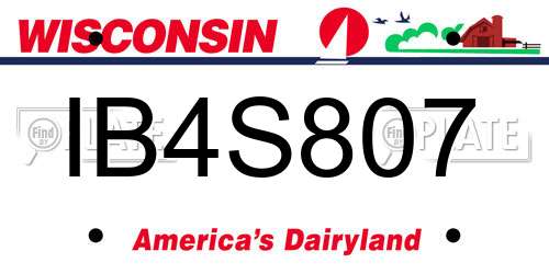 IB4S807 Wisconsin License Plate