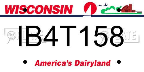 IB4T158 Wisconsin License Plate