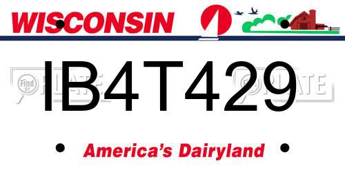 IB4T429 Wisconsin License Plate