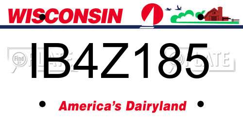 IB4Z185 Wisconsin License Plate