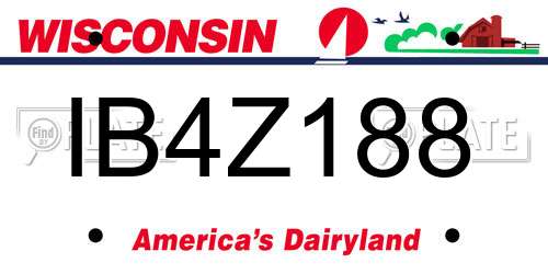 IB4Z188 Wisconsin License Plate